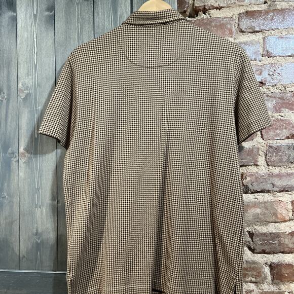 Polo by Ralph Lauren 100% Pima Cotton Houndstooth Tan & Brown Polo Mens Sz M - Picture 4 of 6